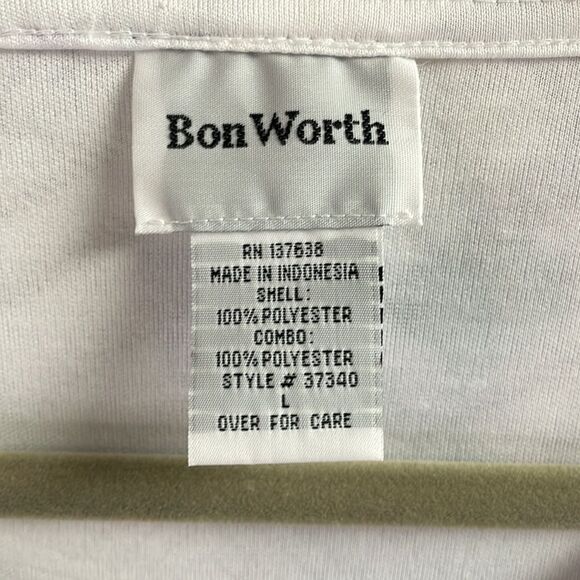 BonWorth Womens Floral Purple and White Blouse, Size Large - Picture 3 of 6